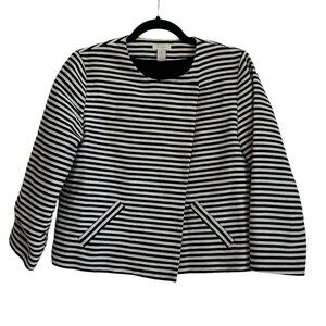 Chico's black white striped cropped blazer size S / M women's
